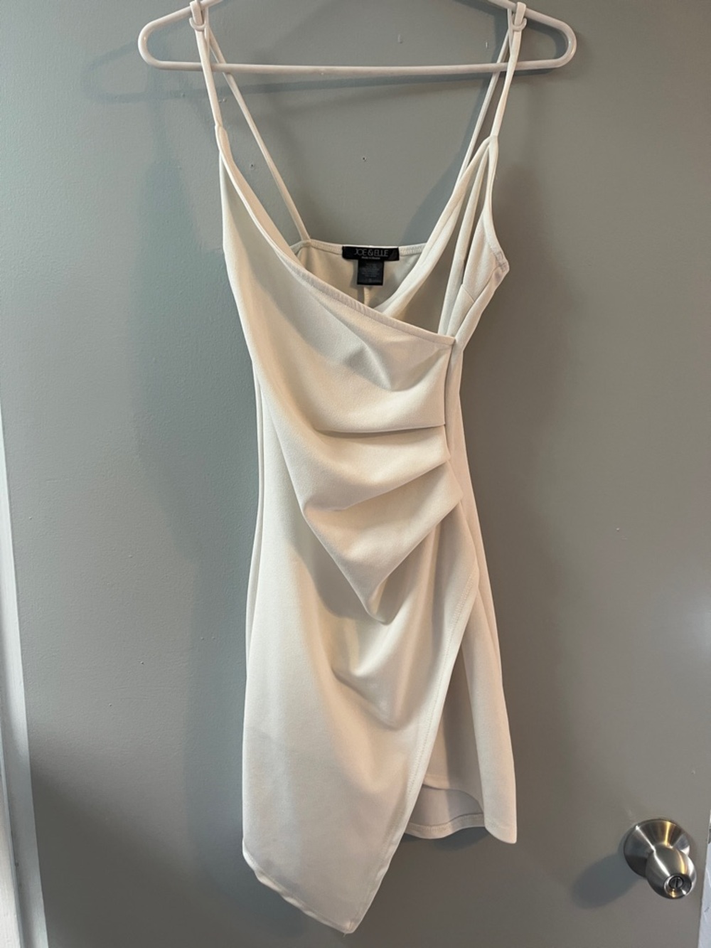 Ivory Draped Mini Slip Dress